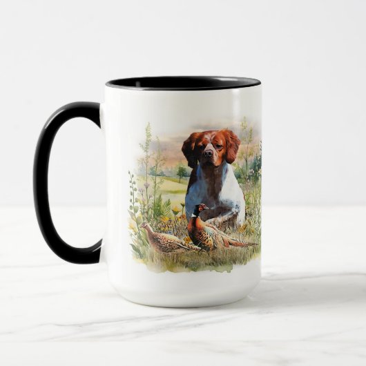 Brittany Spaniel – Veld, Focus, Fazant, Kunst Mok (Links)
