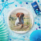 Brittany Spaniel – Veld, Focus, Fazant, Kunst Papieren Bordje (Feest)