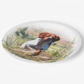 Brittany Spaniel – Veld, Focus, Fazant, Kunst Papieren Bordje (Gekanteld)
