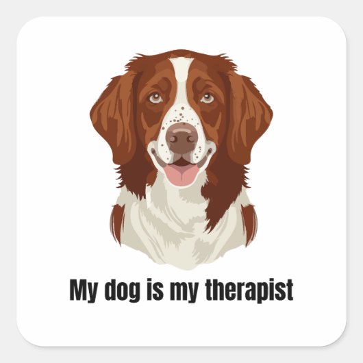 Brittany Spaniel Vierkante Sticker (Voorkant)