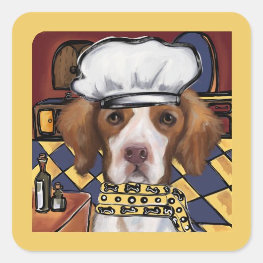 Brittany Spaniel Vierkante Sticker (Voorkant)