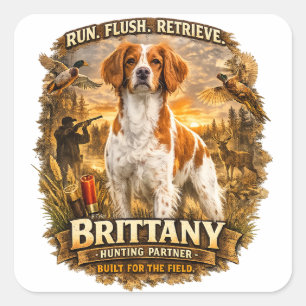 Brittany Spaniel Vierkante Sticker