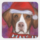 Brittany Spaniel Vierkante Sticker (Voorkant)