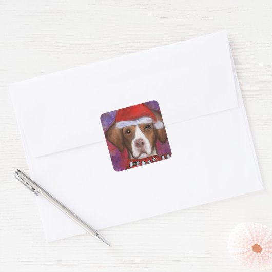 Brittany Spaniel Vierkante Sticker (Envelop)