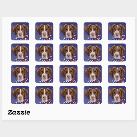 Brittany Spaniel Vierkante Sticker (Vel)