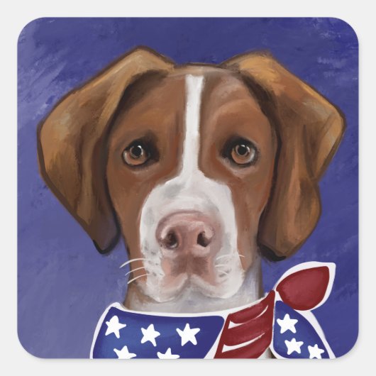 Brittany Spaniel Vierkante Sticker (Voorkant)