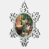 Brittany Spaniel, waar de liefde groeit Tin Sneeuwvlok Ornament (Rechts)