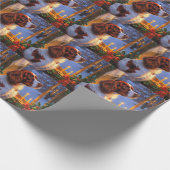 Brittany Spaniel with Christmas Lights Holiday  Cadeaupapier (Hoek)