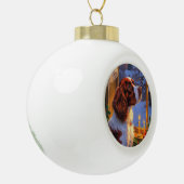 Brittany Spaniel with Christmas Lights Holiday Keramische Bal Ornament (Links)