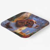 Brittany Spaniel with Christmas Lights Holiday  Papieren Bordje (Gebogen)