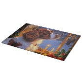 Brittany Spaniel with Christmas Lights Holiday  Snijplank (Hoek)