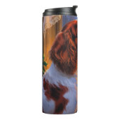 Brittany Spaniel with Christmas Lights Holiday Thermosbeker (Gedraaid links)