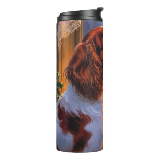 Brittany Spaniel with Christmas Lights Holiday  Thermosbeker (Gedraaid links)
