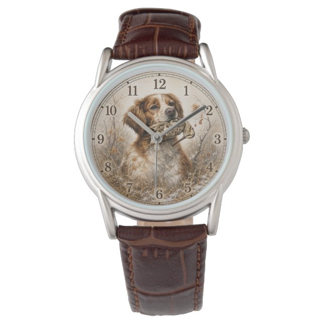 Brittany Spaniel & Woodcock Hunt Horloge (Voorkant)