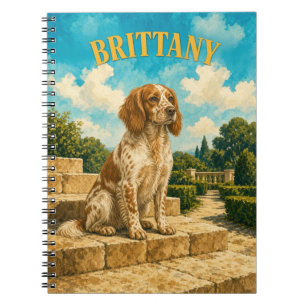 Brittany, Vintage Watercolor Honden Kunst Notitieboek