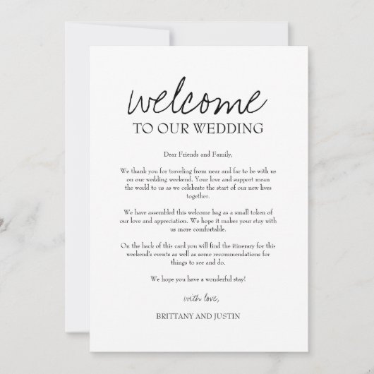 Brittany Wedding Welcome Letter and Itinerary (Voorkant)