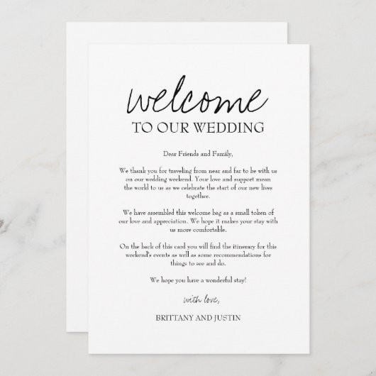 Brittany Wedding Welcome Letter and Itinerary (Voorkant / Achterkant)