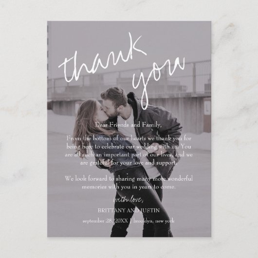 Brittany zwart foto bruiloft receptie dank u briefkaart (Voorkant)