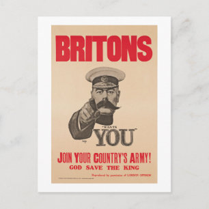 Britten Lord Kitchener Wants You WWI Propaganda Briefkaart