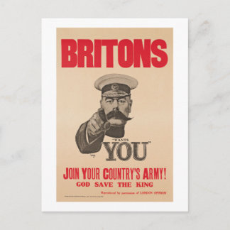 Britten Lord Kitchener Wants You WWI Propaganda Briefkaart