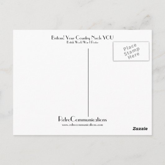 Britten! Uw land heeft u nodig Briefkaart (Achterkant)