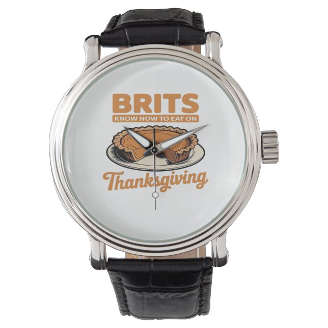 Britten Weten Hoe Te Eten Op Thanksgiving Oversize Horloge (Voorkant)