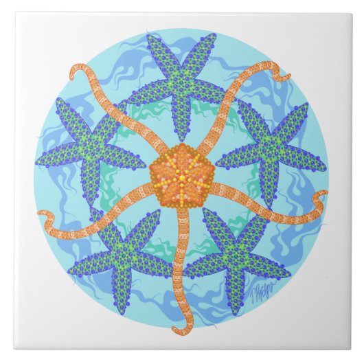Brittle Starfish Mandala Tile Tegeltje (Voorkant)