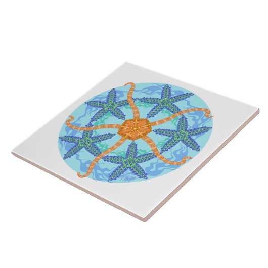 Brittle Starfish Mandala Tile Tegeltje (Zijkant)
