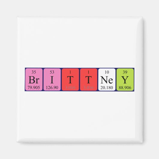 Brittney periodieke lijstnaam magnet (Voorkant)