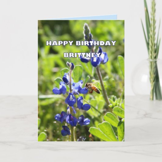 Brittney Texas Bluebonnet Happy Birthday Kaart (Voorkant)