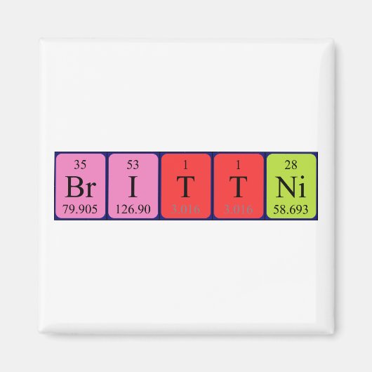 Brittni periodieke lijstnaam magnet (Voorkant)
