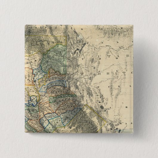 Britton and Rey's Map of California Vierkante Button 5,1 Cm (Voorkant)