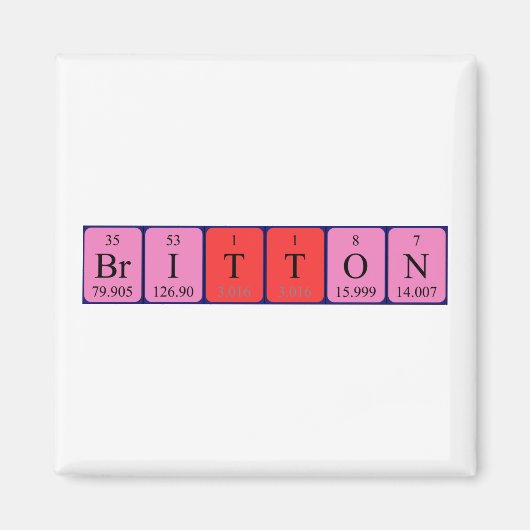 Britton periodiek table name magnet (Voorkant)