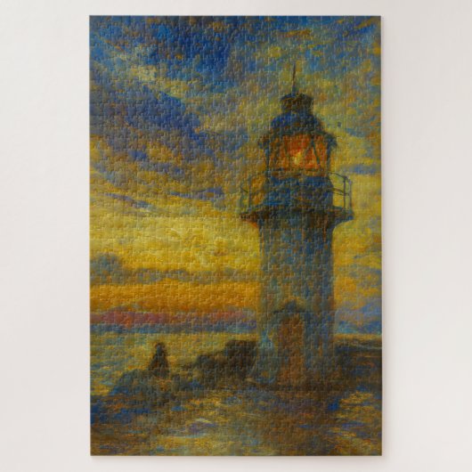 Brixham Harbor Lighthouse Turner Style Kunstpuzzel Legpuzzel (Verticaal)