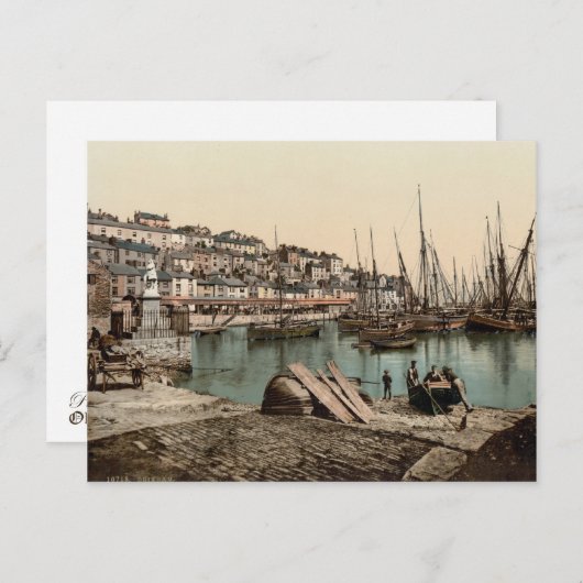 Brixham Harbour, Devon c.1895 Briefkaart (Voorkant / Achterkant)