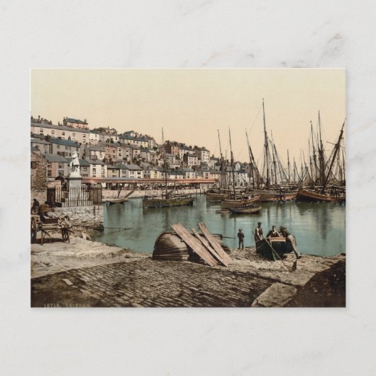Brixham Harbour, Devon c.1895 Briefkaart (Voorkant)