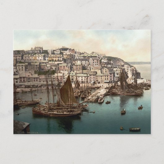 Brixham Harbour, Devon, Engeland c.1895 Briefkaart (Voorkant)
