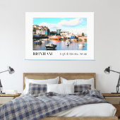 Brixham Harbour, Engelse Riviera, Devon Canvas Afdruk (Insitu (Slaapkamer))