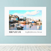 Brixham Harbour, Engelse Riviera, Devon Canvas Afdruk (Insitu (Houten vloer))