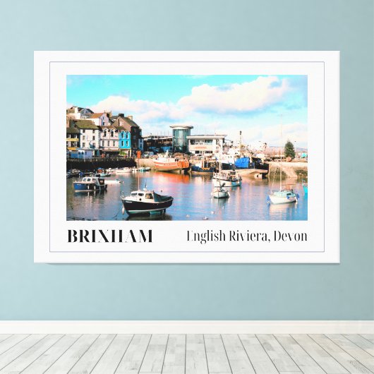 Brixham Harbour, Engelse Riviera, Devon Canvas Afdruk (Insitu (Houten vloer))