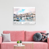 Brixham Harbour, Engelse Riviera, Devon Canvas Afdruk (Insitu (Woonkamer))