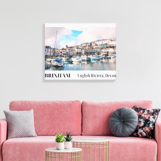 Brixham Harbour, Engelse Riviera, Devon Canvas Afdruk (Insitu (Woonkamer))