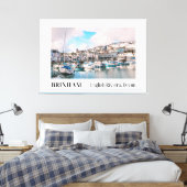 Brixham Harbour, Engelse Riviera, Devon Canvas Afdruk (Insitu (Slaapkamer))