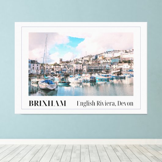 Brixham Harbour, Engelse Riviera, Devon Canvas Afdruk (Insitu (Houten vloer))