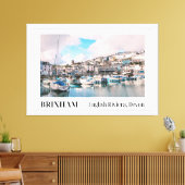 Brixham Harbour, Engelse Riviera, Devon Canvas Afdruk (Insitu (Woonkamer))