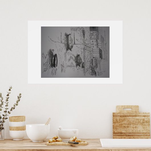 Brixham Harbour Painting Poster (Keuken)