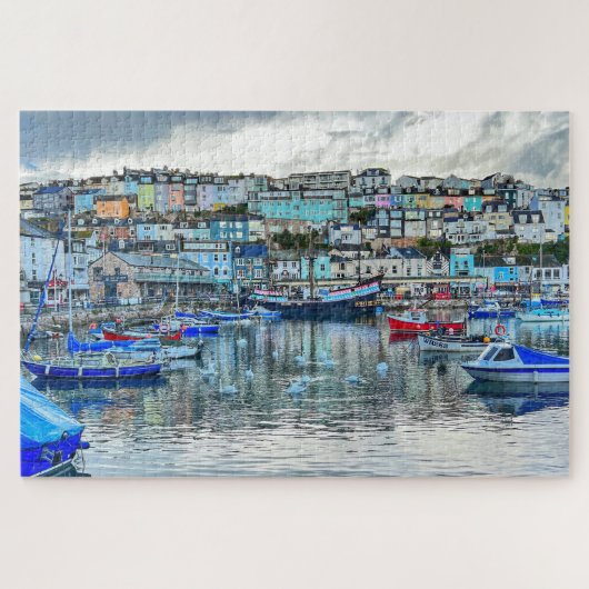 Brixham Haven Zwanen: Devon Kust 1000st Puzzel (Horizontaal)
