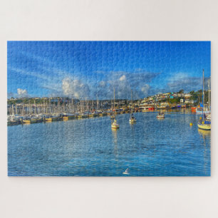 Brixham Marina: Zonnige haven in Devon en meeuwen  Legpuzzel