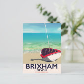 Brixham strand Devon vintage poster Briefkaart (Staand voorkant)