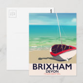 Brixham strand Devon vintage poster Briefkaart (Voorkant / Achterkant)